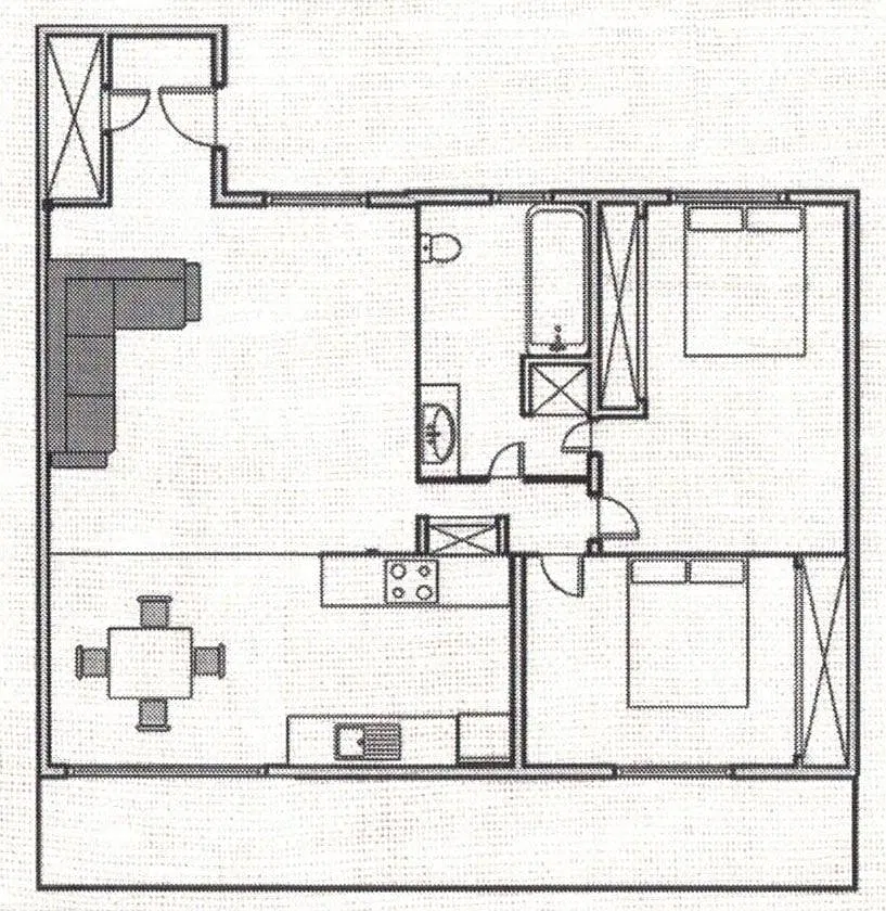 Floor plan 2 Bed 1 Bath