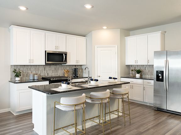 Spacious kitchen with a large kitchen island
