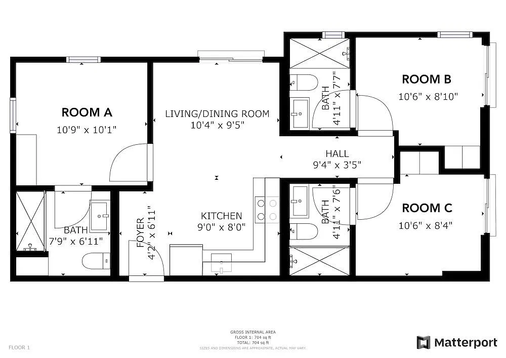 Floor plan Private Bedroom in Shared 3 Bed 3 Bath