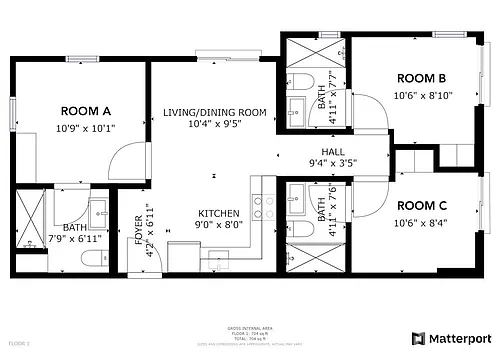 Floor plan Private Bedroom in Shared 3 Bed 3 Bath