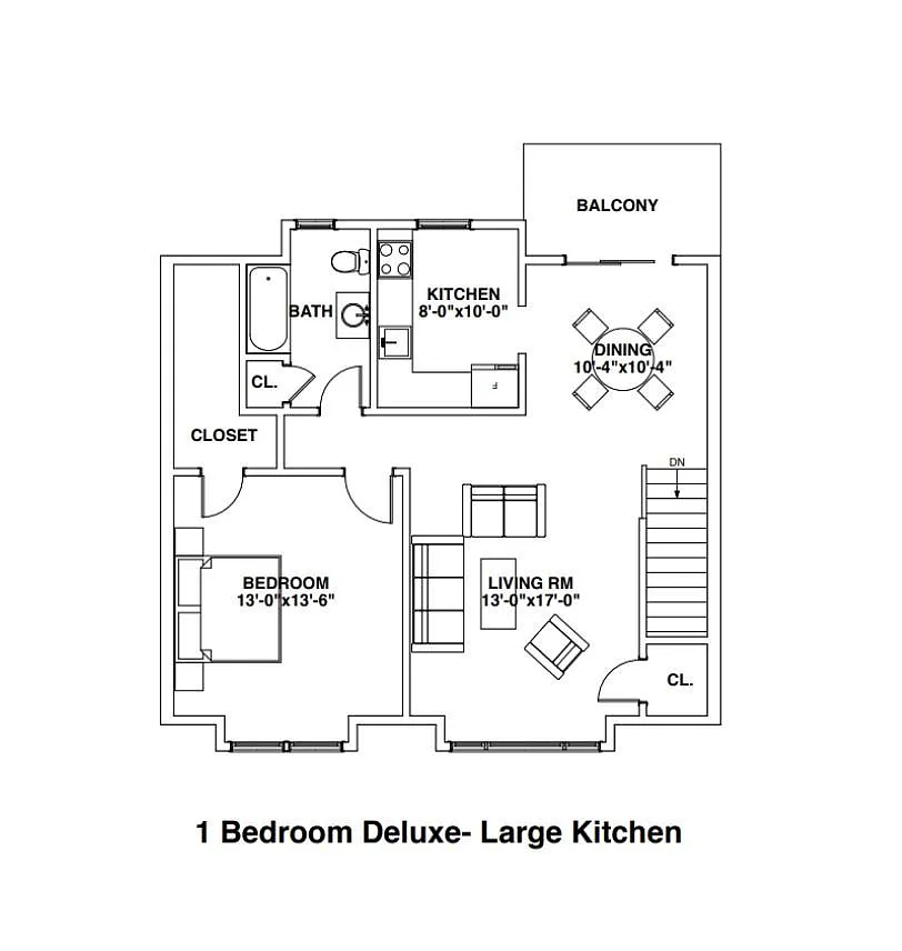Floor plan Large 1 Bedroom