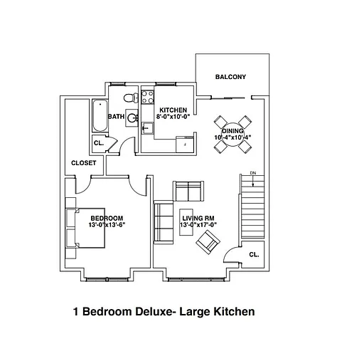 Floor plan Large 1 Bedroom