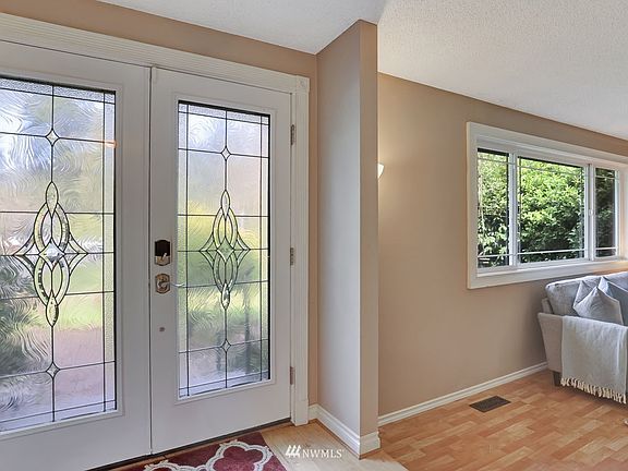 Double door leaded glass entry.