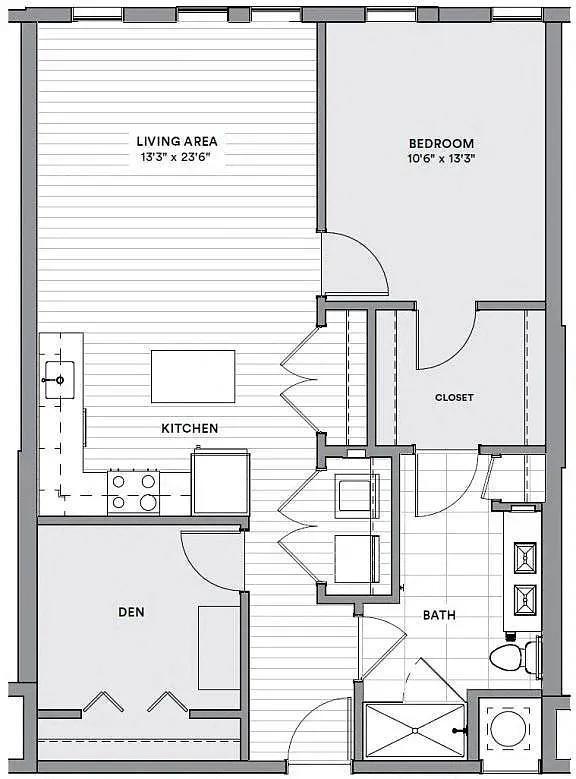 Floor plan AD6 - One Bed W/ Den