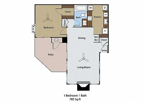 Floor plan 1 BR 1 BA