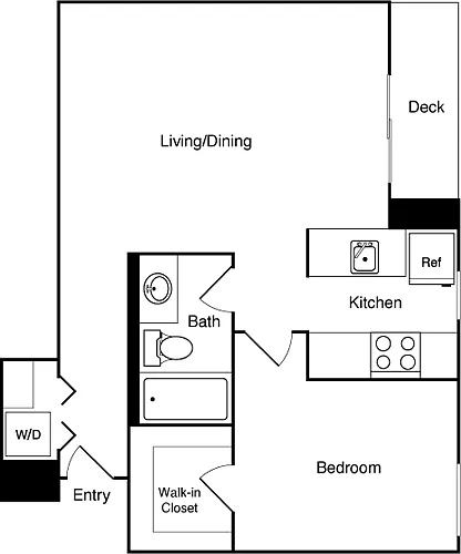 Floor plan 1 Bed 708-1708 SW