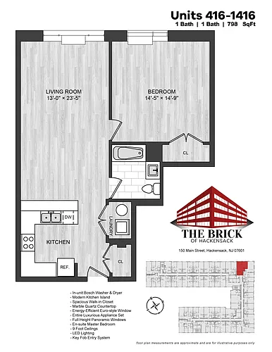 Floor plan 1 Bed/1 Bath-798