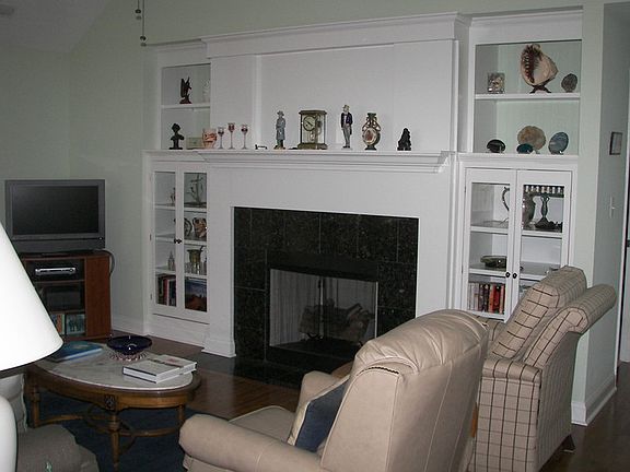 Inviting living room with built ins