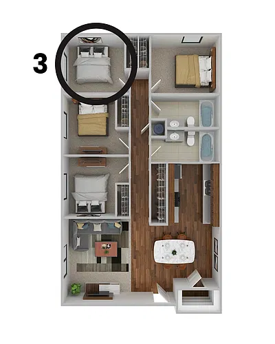 Floor plan Student Housing - Rent by the Room 3