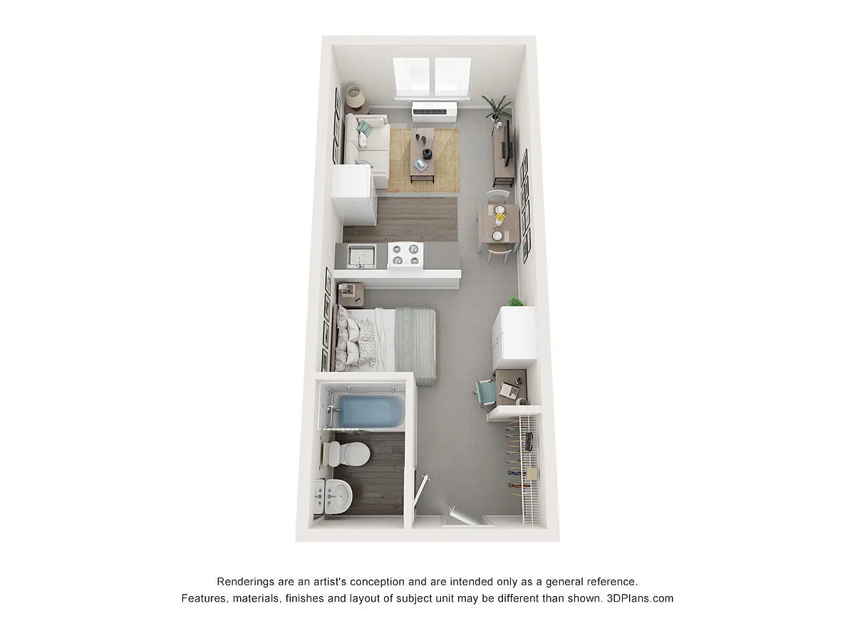 Floor plan 0BD, 1BTH B20