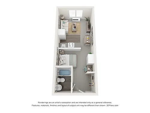 Floor plan 0BD, 1BTH B20