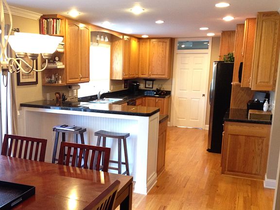 View of kitchen from dining area