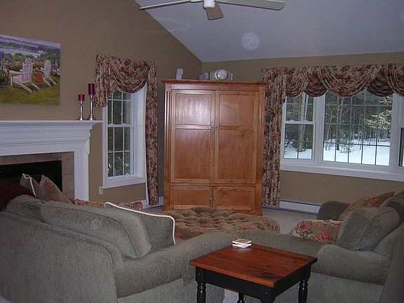 Bay window with views of backyard.