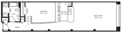 Floor plan CA-DD One Bedroom, One Bathroom