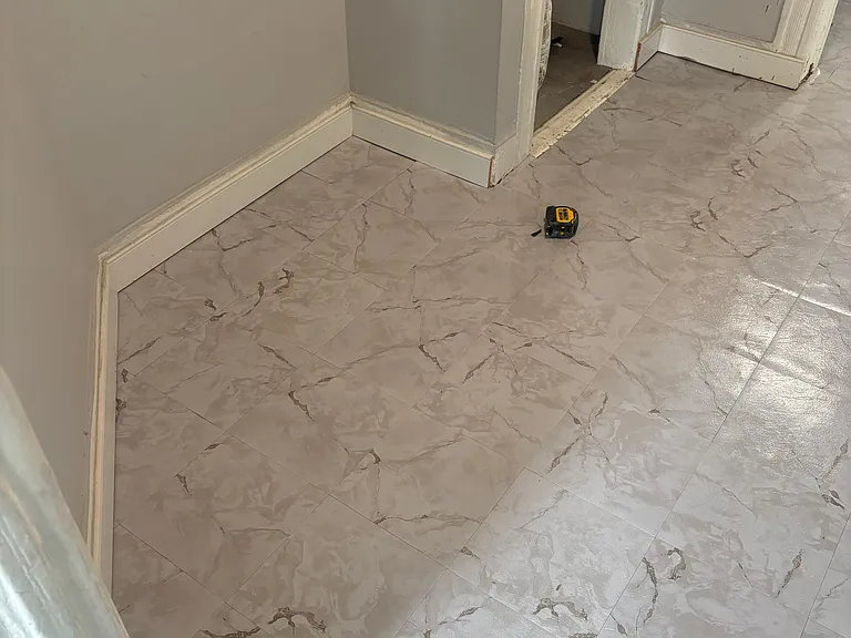 New hallway floor and kitchen