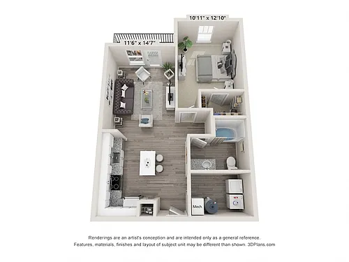 Floor plan 1 Bedroom | A1