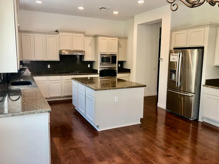Freshly painted kitchen cabinets