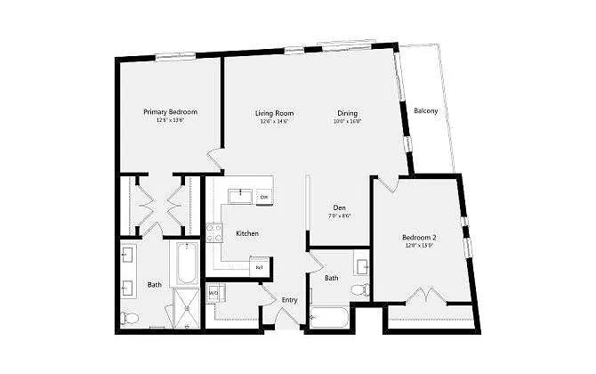 Floor plan 2B-DEN (D)