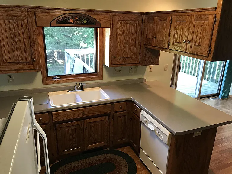 View of woods from kitchen, dining room.