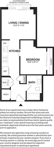 Floor plan 1 Bed/1 Bath-A1