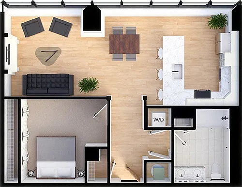 Floor plan Suite Style C1 - 1 Bedroom 1 Bath