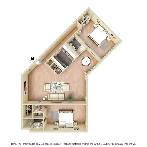 Floor plan 2 Bedroom 2 Bath-1125