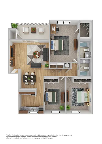 Floor plan 3 Bedroom 2 Bath