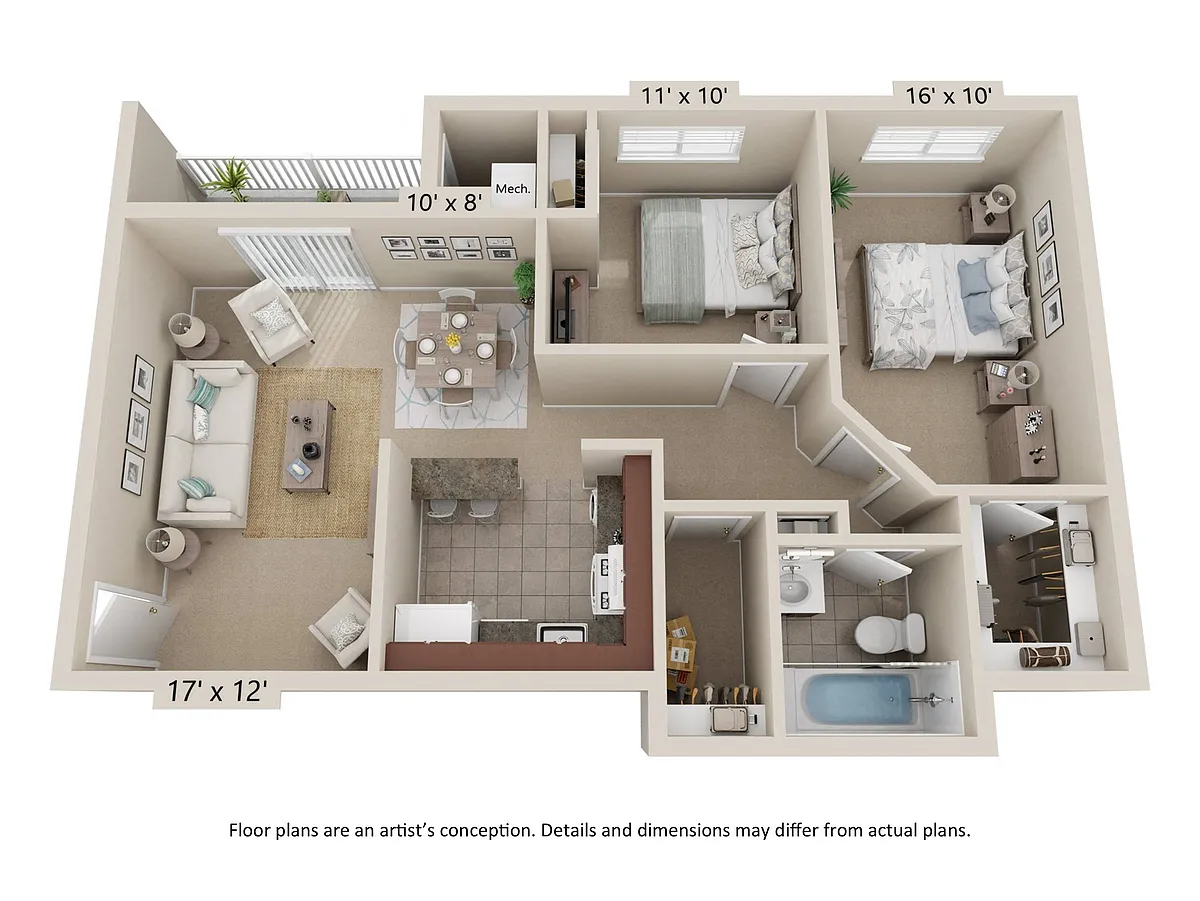 Floor plan 2Bed | 1Bath | 911 Sq. Ft.