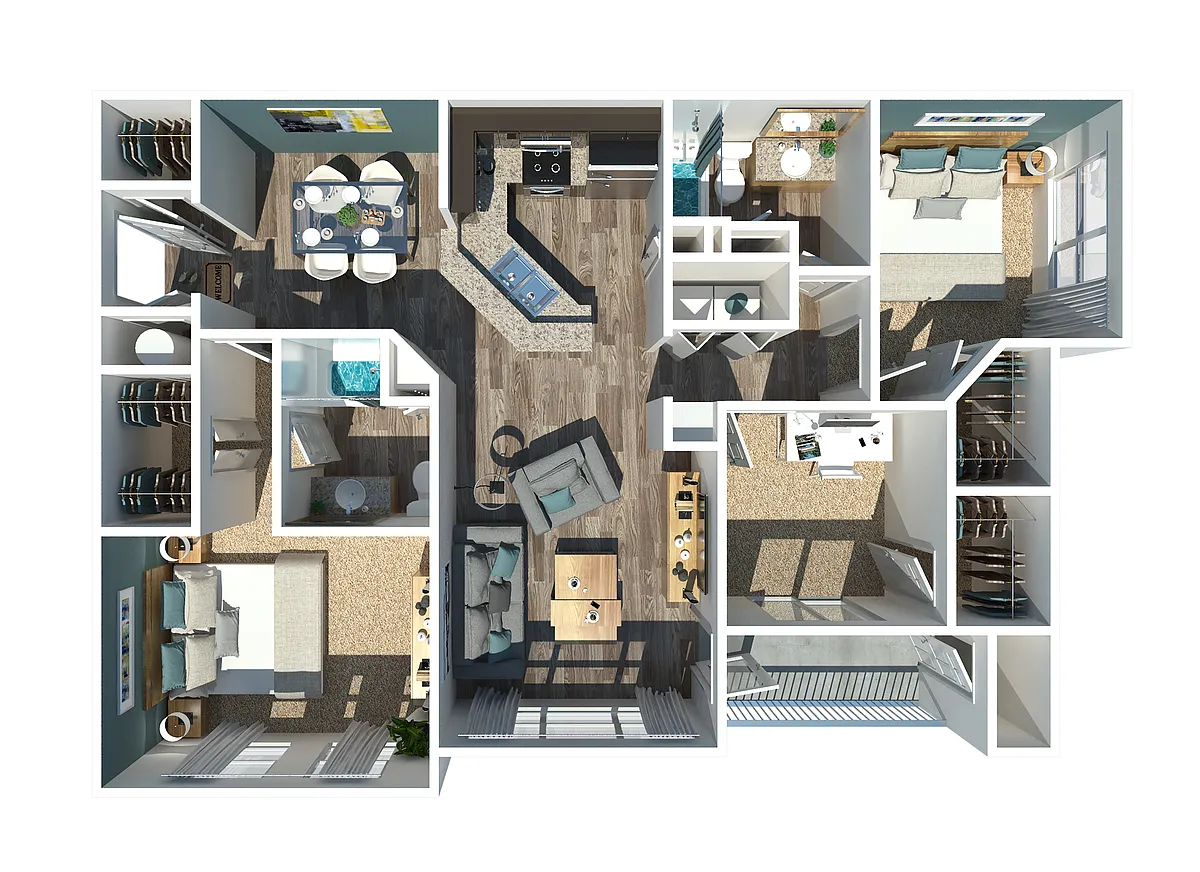 Floor plan C1 - Three Bedroom, Two Bathroom
