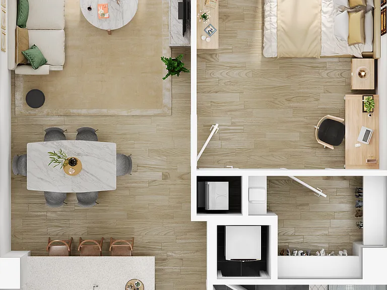 Experience modern living in this beautifully designed apartment layout that optimizes space and style. Experience modern living in this beautifully designed apartment layout that optimizes space and style.