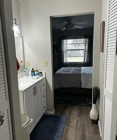 Ensuite sink and dressing area off master bedroom and walk in closet