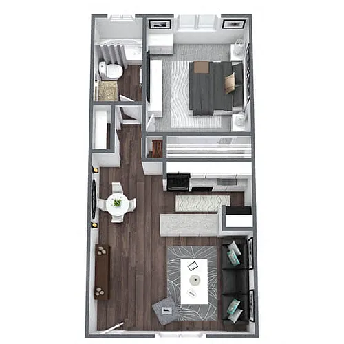 Floor plan A3: 1 Bed 1 Bath