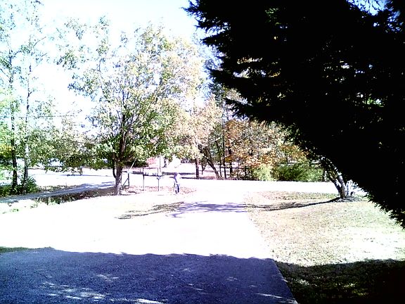 cement driveway, main house
