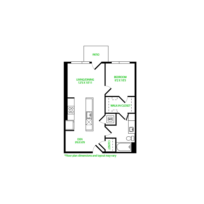 Floor plan 1x1 + Den P.8S