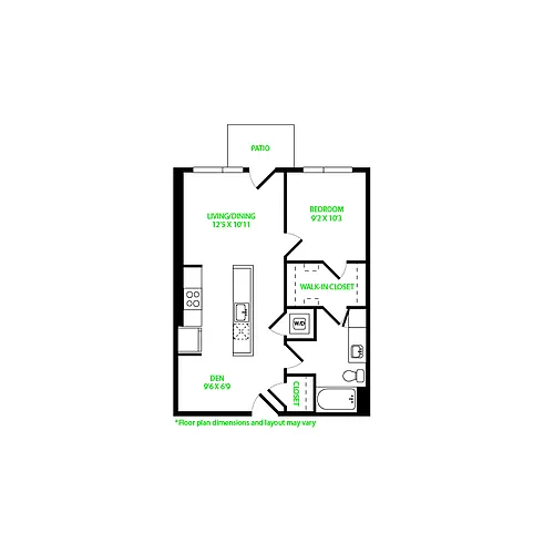Floor plan 1x1 + Den P.8S