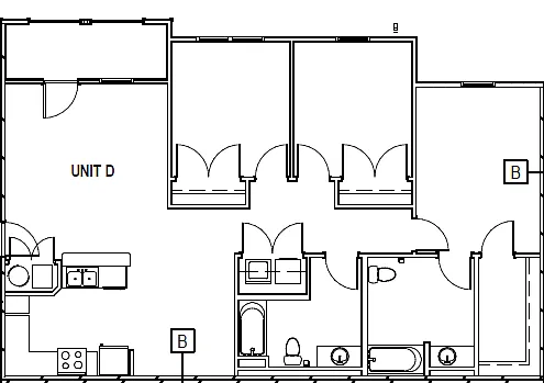Floor plan 3 Bedroom 2 Bath 60%