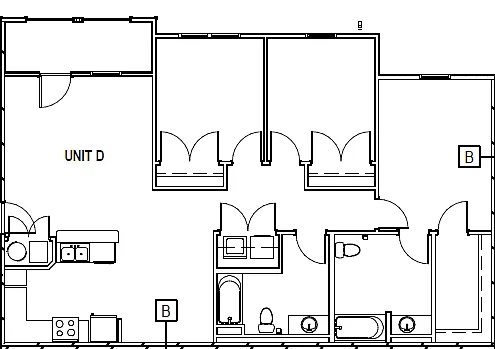 Floor plan 3 Bedroom 2 Bath 60%