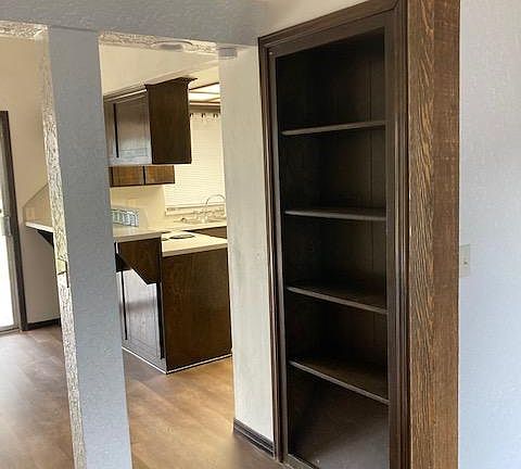 Built in shelves in living room