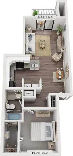 Floor plan One Bedroom Renovated