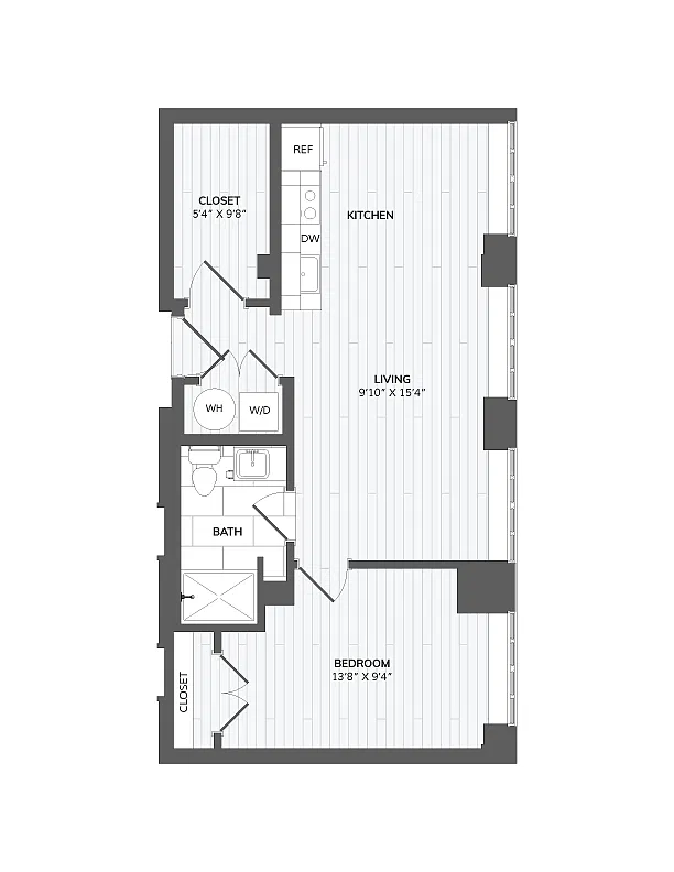 Floor plan 1 Bed 1 Bath-B3a