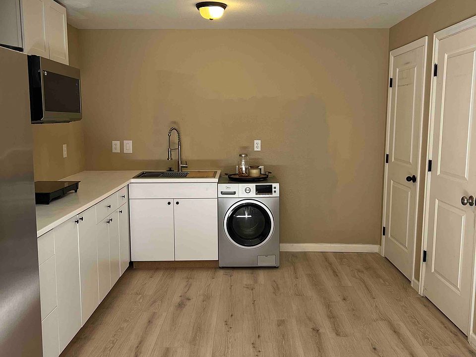 kitchen with view of storage area