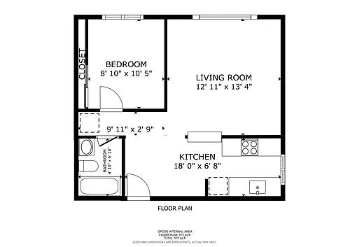 Floor plan 1 Bedroom, 1 full, 3525 Dimond Avenue