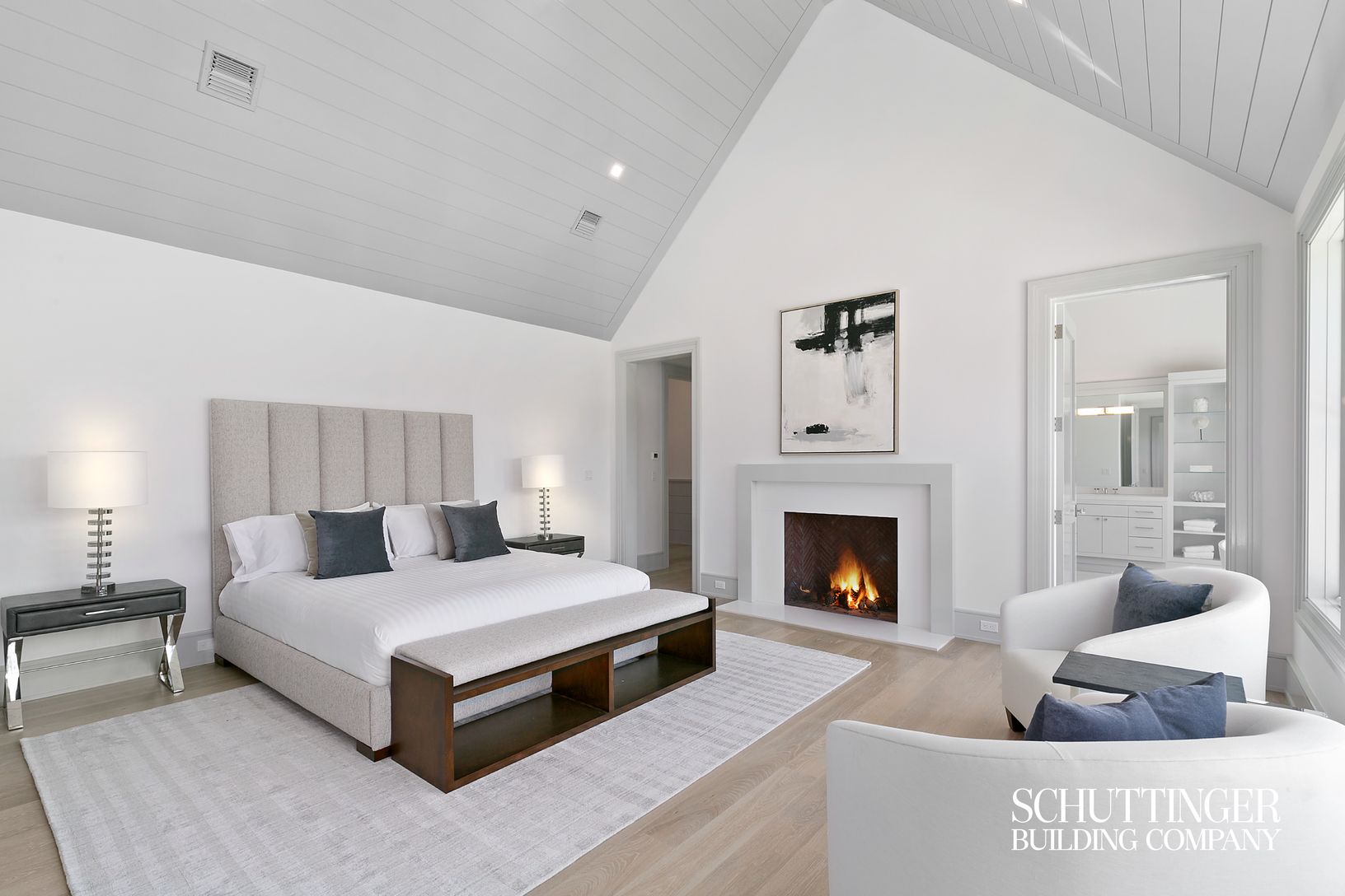  2nd Floor Master Bedroom with Fireplace with Stone Surround