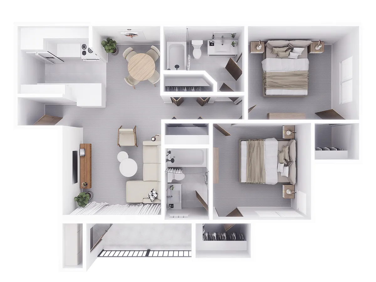 Floor plan 2x2 - 860sqft - B1