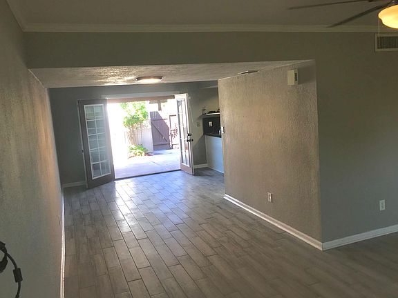 Looking from the living room out to the back yard