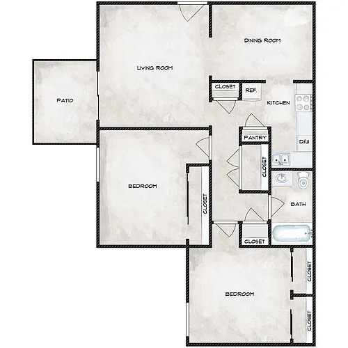 Floor plan 2 Bedroom 1 Bathroom