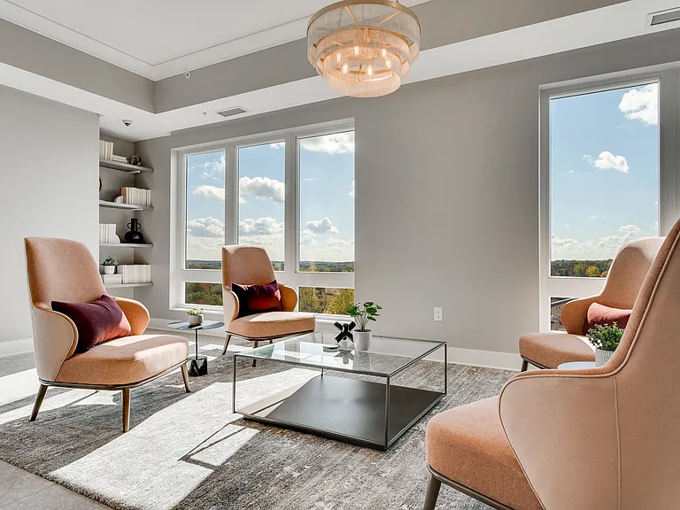 Relax in our cozy wine lounge spaces, surrounded by natural light.