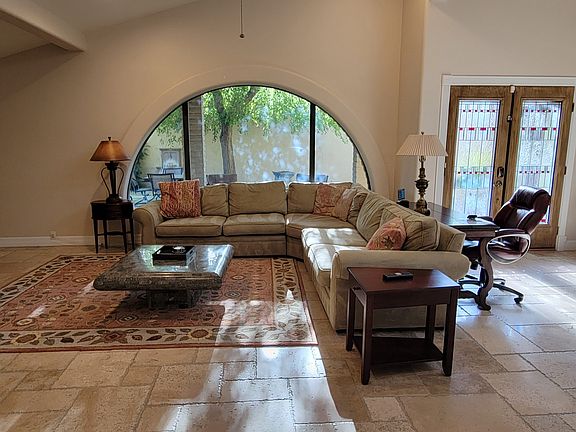 Living room and patio view.