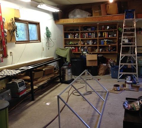 Work shop attached to 2 car garage