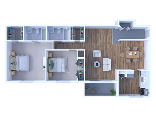 Floor plan 2 Bed 2 Bath Upgraded